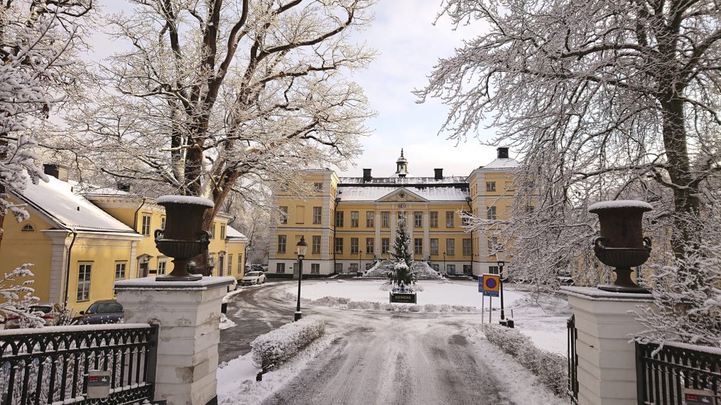 Yellow castle during winter